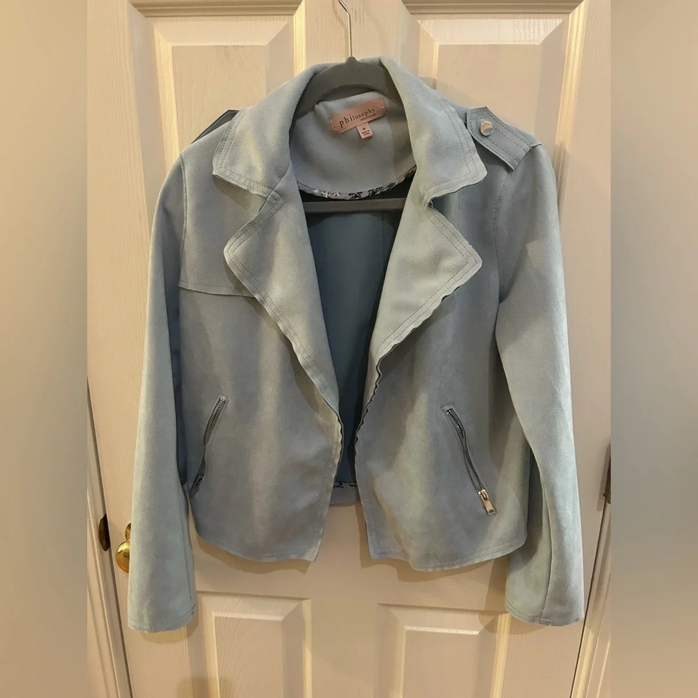 philosophy Blue Women's Faux Leather Jacket - Picture 1 of 10